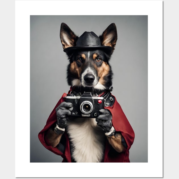 Bad AI Dog photographer T Shirt Wall Art by Rainbow Kin Wear